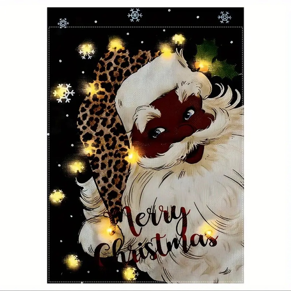 Garden Flag, Black Santa Claus, Size 12” x 18”, Double Sided, NEW